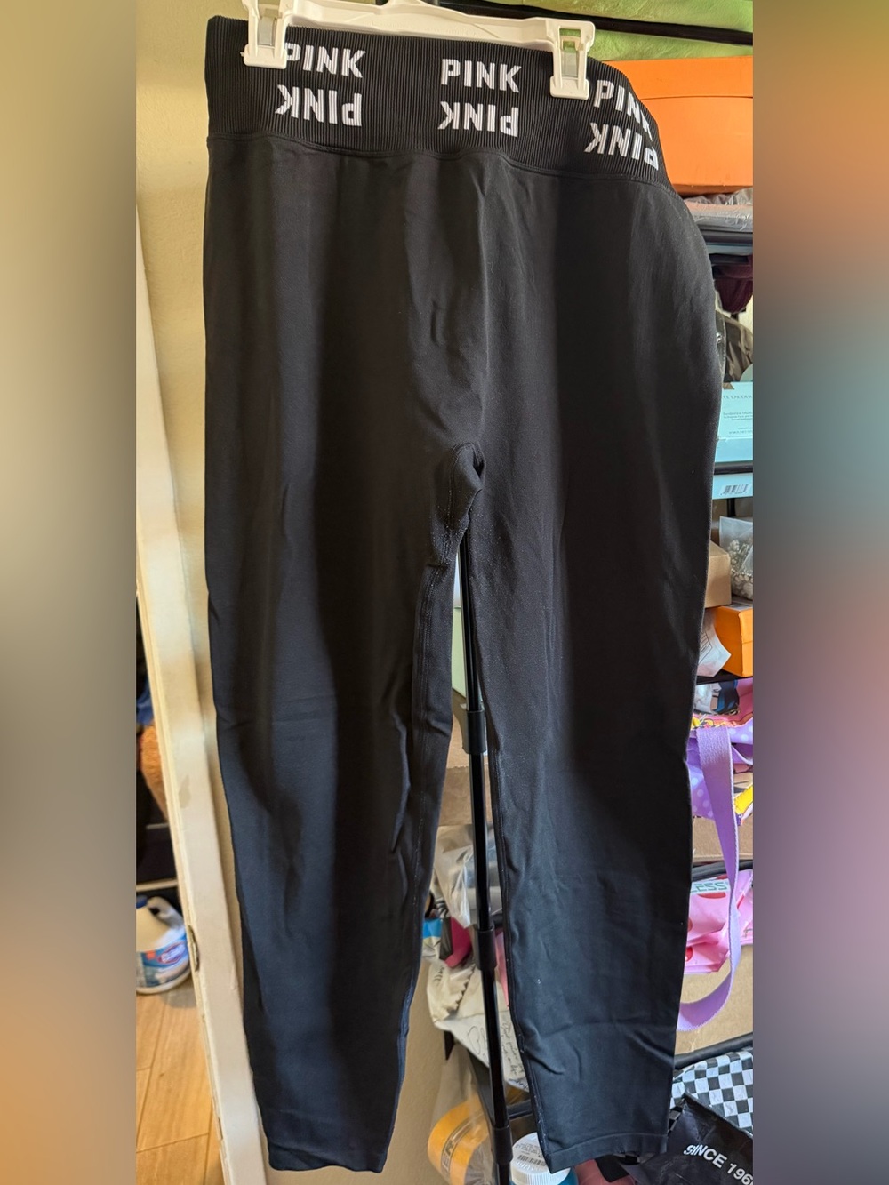 PINK Victoria's Secret Black Kids Leggings with Logo Waistband